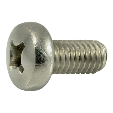 M6-1.00 X 12 Mm Phillips Pan Machine Screw, Plain Stainless Steel, 100 PK